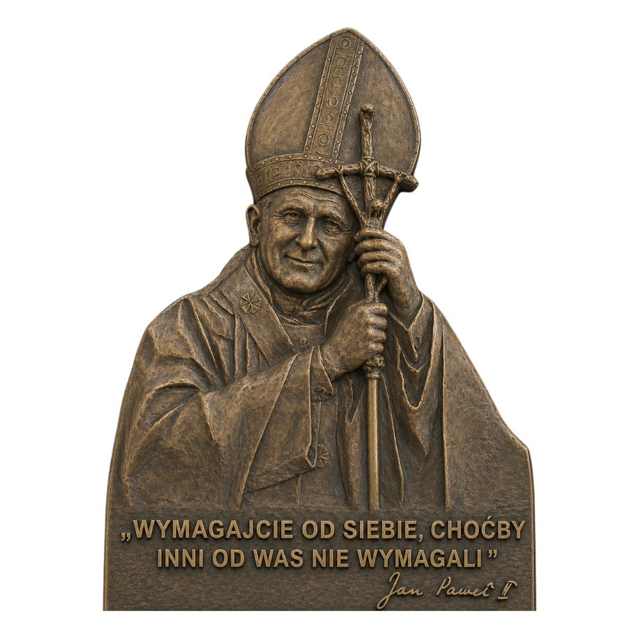 Płaskorzeźba św. Jana Pawła II autorstwa Jerzego Stankiewicza