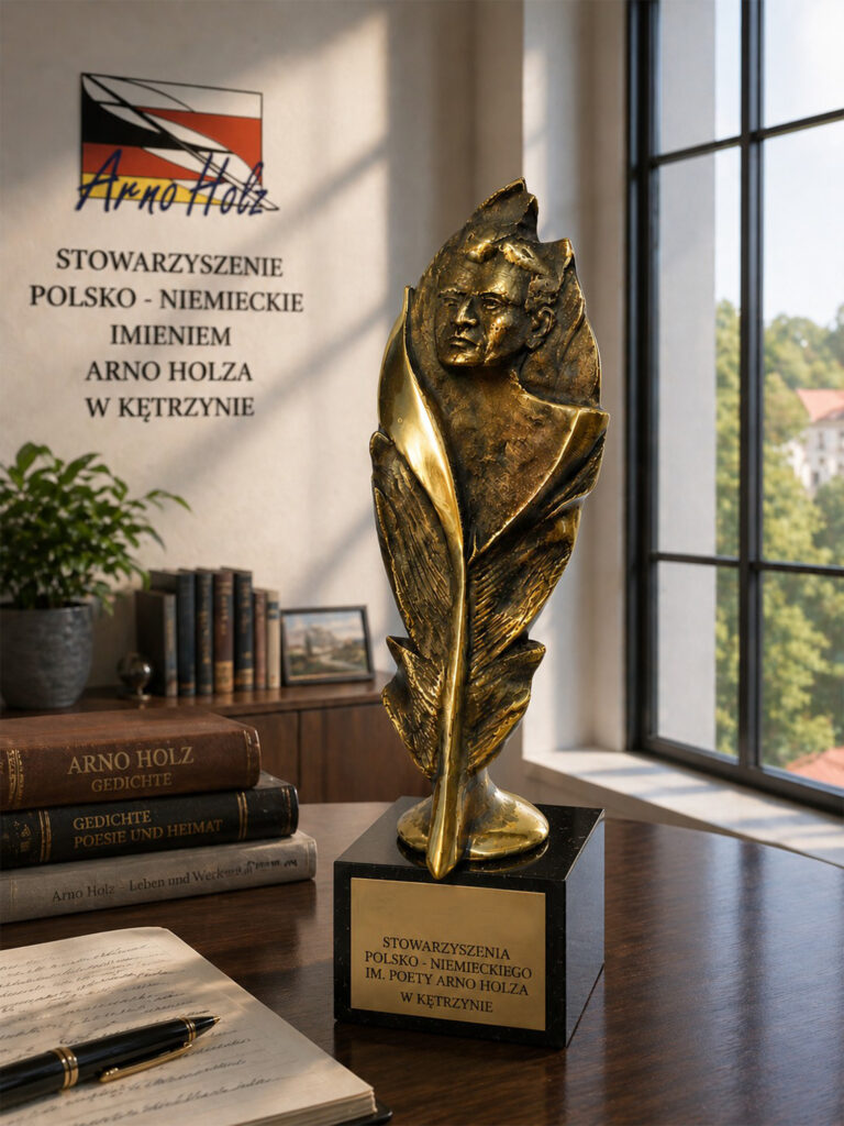 Statuetka Arno Holza w formie gęsiego pióra