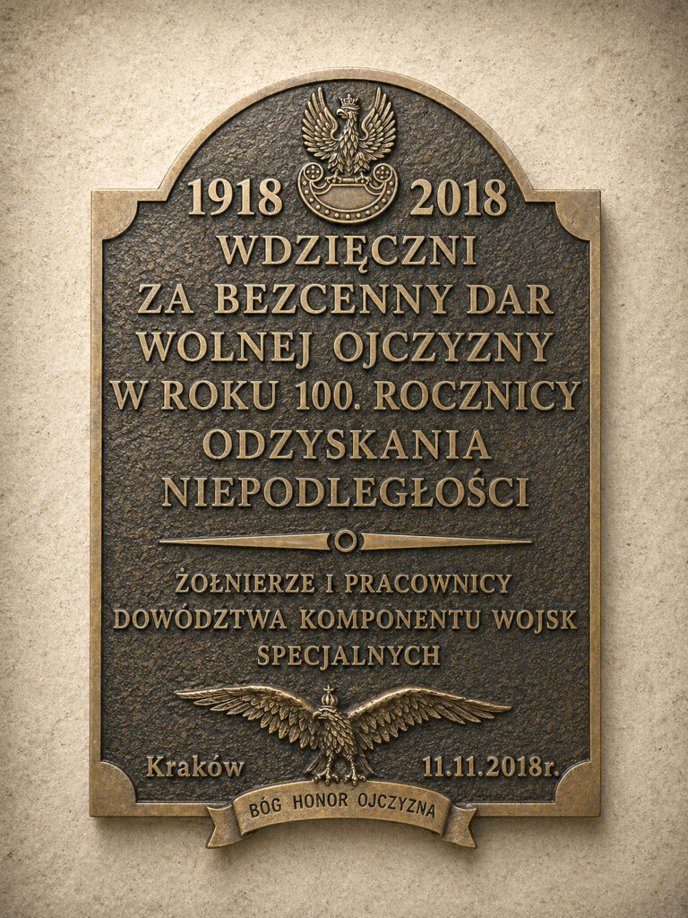 Tablica Pamiątkowa dla Dowództwa Komponentu Wojsk Specjalnych w Krakowie