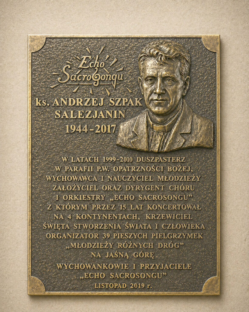 Tablica Memoratywna ks. Andrzeja Szpaka – Salezjanina