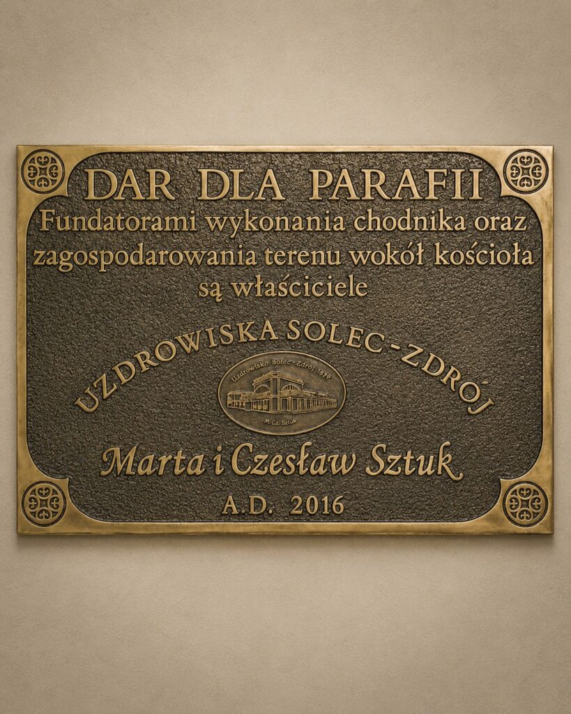 Tablica fundacyjna dla parafii w Solcu-Zdroju