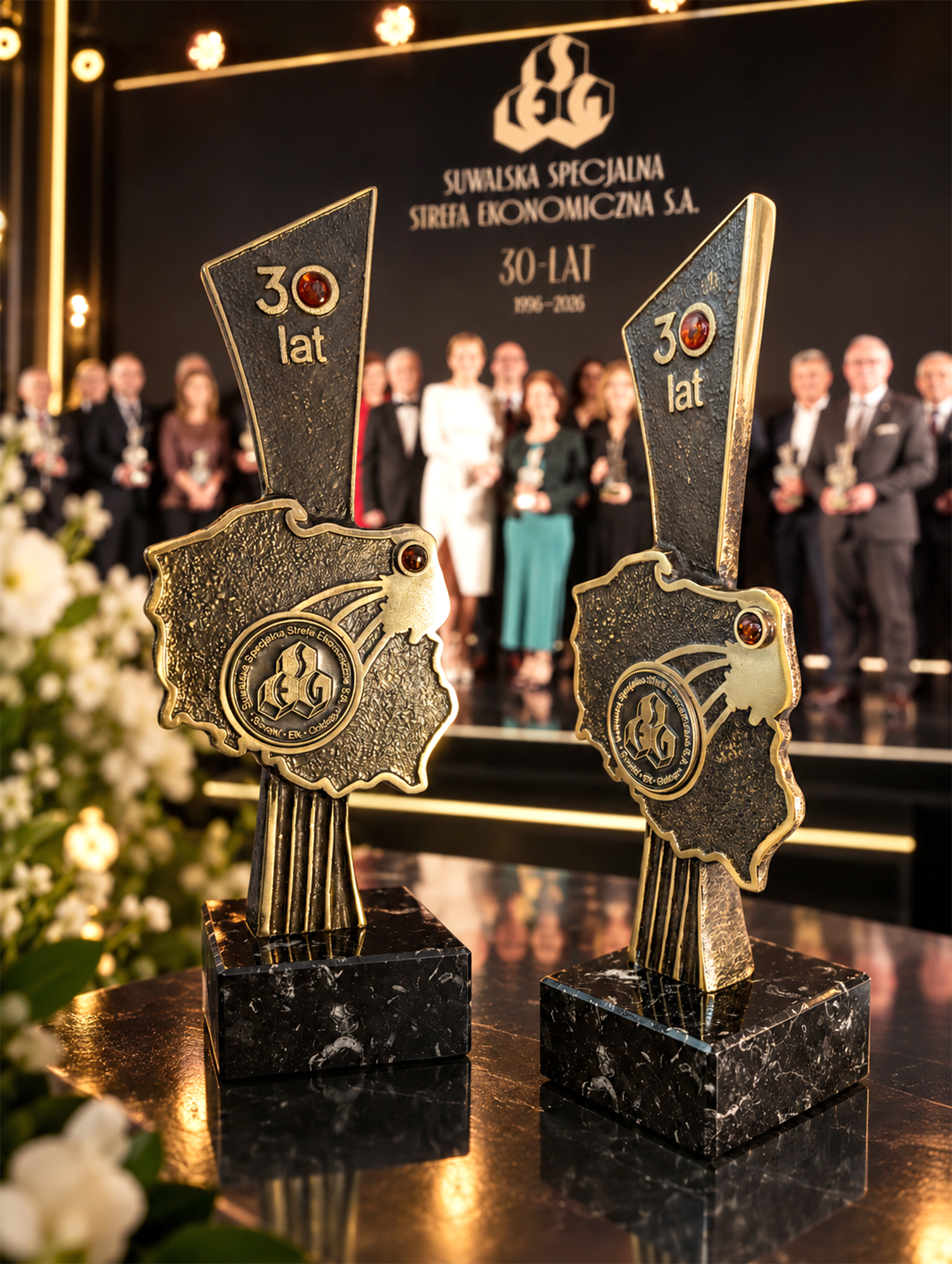 Statuetki jubileuszowe na 30-lecie Suwalskiej Specjalnej Strefy Ekonomicznej S.A. – projekt Jerzy Stankiewicz